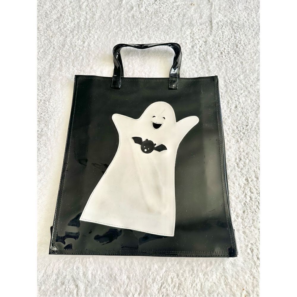Halloween Black and white bat and ghost tote bag ￼